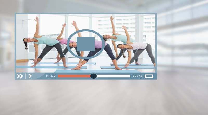 Interface do aplicativo reprodutor de vídeo de exercícios fotográficos e fitness
