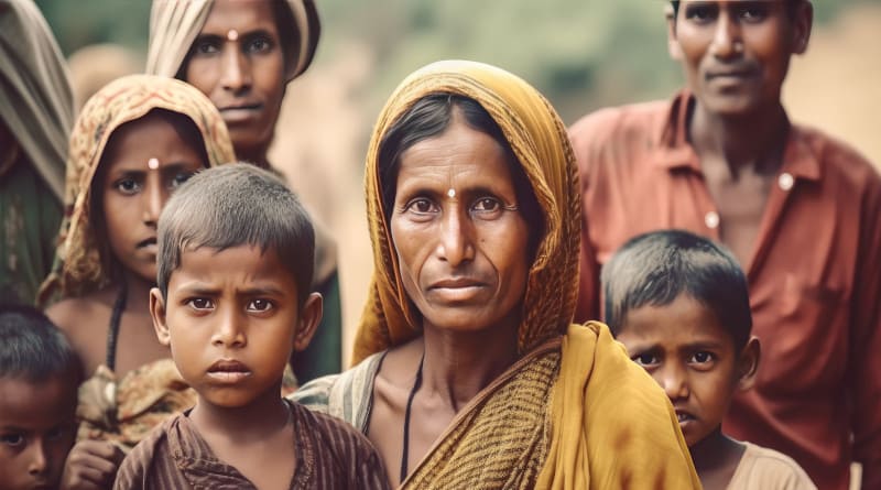 Foto família indiana aldeões pobres imagem generativa ai